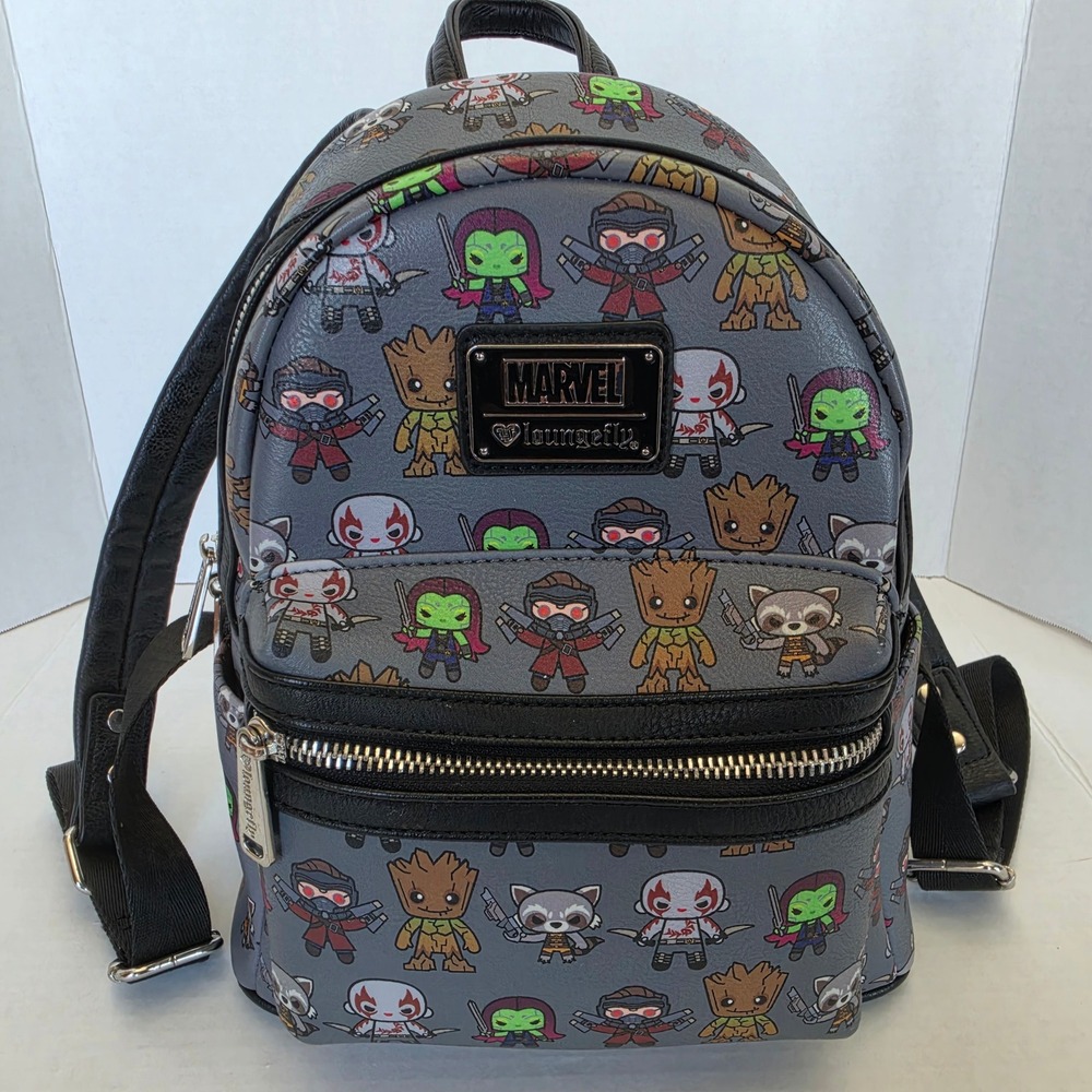 Marvel Loungefly Guardians of the Galaxy Chibi Mini Backpack Gray BK00130818 EUC
